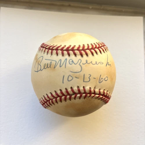 Bill Mazeroski Signed ONL Baseball 10-13-1960 Pittsburgh Pirates  Toning