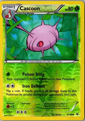 Cascoon Reverse Holo 6/108 Common ROS XY - Roaring Skies LP Pokemon Card