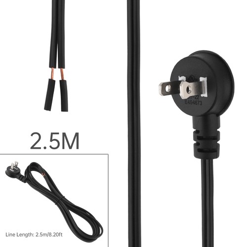 2.5M/8ft Lamp Cord 90 Degree Right Angle Flat Plug SPT-2 18AWG Extension Cable - Picture 2 of 11