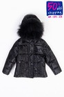 RRP€200 DIADORA Kids Quilted Jacket Size S / 6Y Wet Look Raccoon Fur Trim Hooded