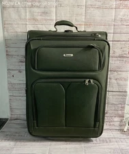 Delsey Green Expandable Multi Zip Travel Luggage Suitcase 26"