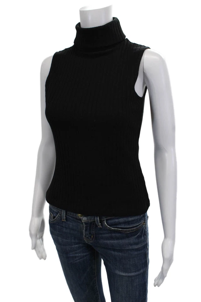 Camiseta sin mangas básica Drew para mujer cuello alto negra talla XS Foto 2 de 4