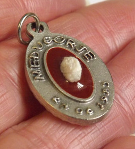 1981 Stone relic from Our Lady of Medugorje rosary pendant charm medal 1981