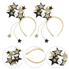2Pcs Reusable Sequin Headbands for Girls Golden Star Party Holiday Hairbands