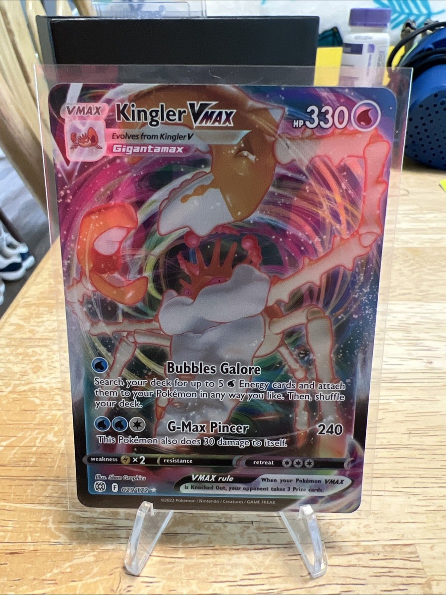 pokemon tcg brilliant stars single cards 029 172 kingler vmax (029/172) [Sword & Shield: Stars]  Plug Evolves from Kingler V Type Pokemon Kingler VMAX TCG Ultra