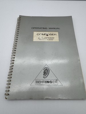 Behringer Composer MDX 2000 Manual 1992 V2.1 Vintage Rack Unit Book