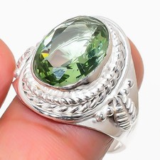 Green Amethyst Gemstone 925 Sterling Silver Jewelry All Size Ring For Gift