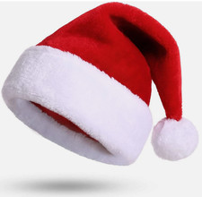 4 X Santa Hat Xmas Hat Father Christmas Hat Adults Deluxe Plush New Year