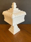 VTG Westmoreland Milk Glass Pedestal Square Candy/Compote Dish W/Lid 60's
