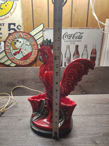 VTG Crowning Red Rooster - Crowing Rooster Table Lamp 14”/ 22” Nice Works - Picture 2 of 15