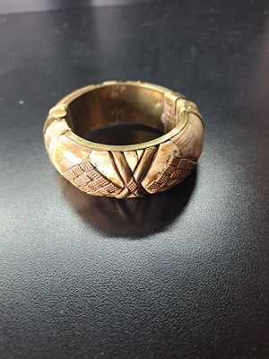 Vintage Bangle Bracelet Made From Bone and Brass