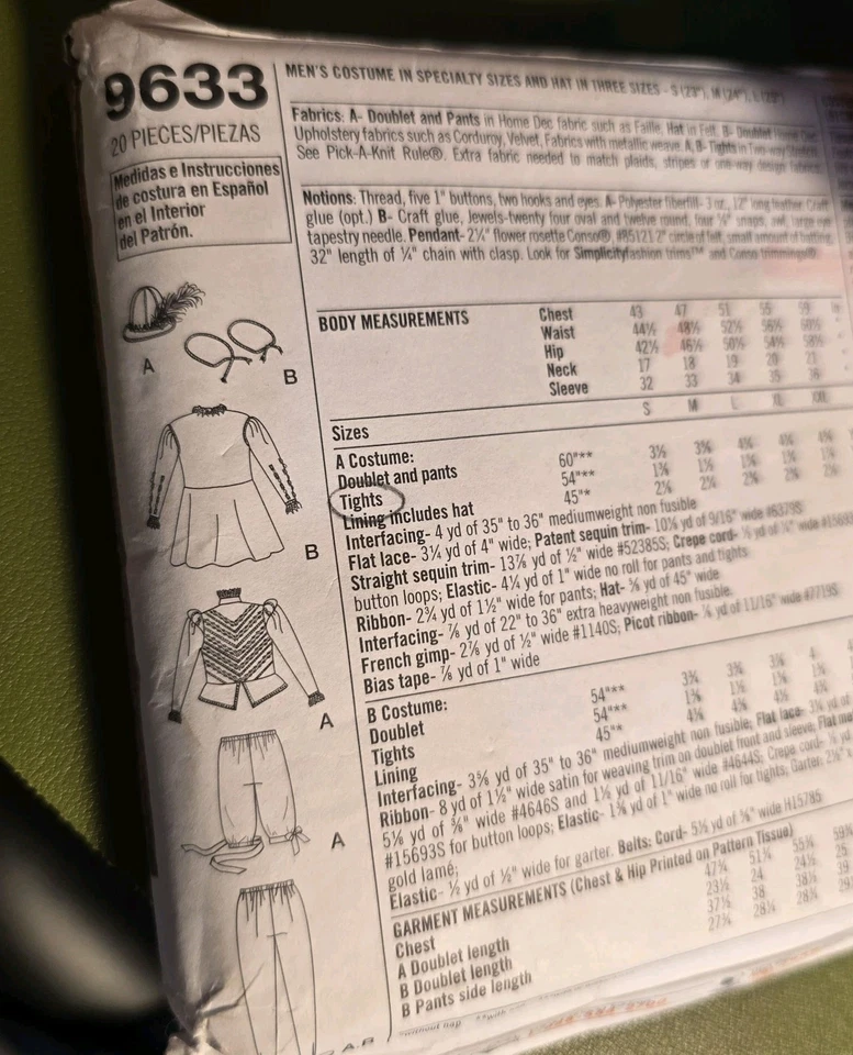 King Henry 8th Tudor Elizabethan Cape Coat Hat Costume Sewing Pattern 43-51 LARP - Image 3 of 4