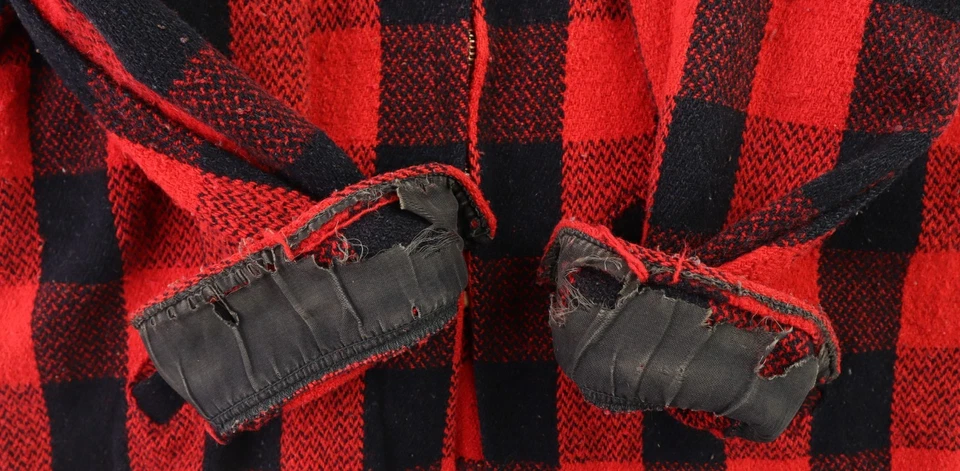 VTG Hudson Bay USA Men’s 44 L Red Plaid Wool Cruiser Sherpa Jacket Shirt - Image 2 of 4