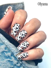 Red Aspen Press On Nails~ On the Spot, Olyana~Medium Coffin~Leopard