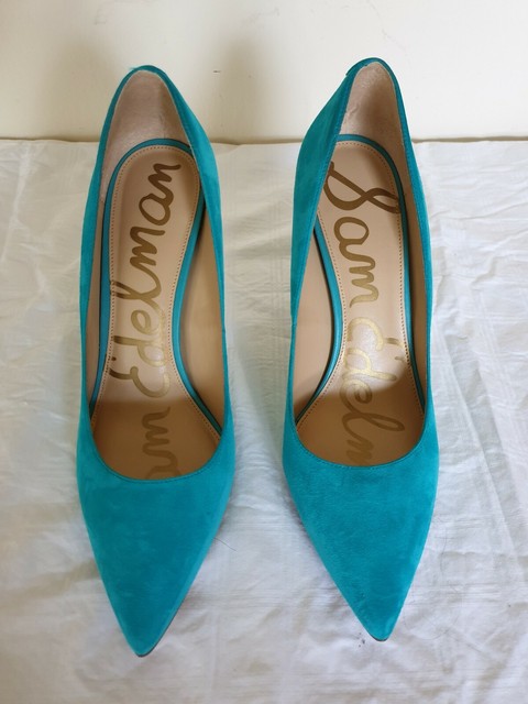 teal pumps size 10