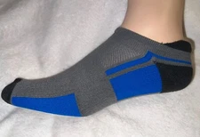 3 Pair PowerSox Men's Powerlites Blue Gray Cushion Low-Cut Socks Large 9-12 New