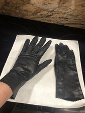 Vintage Women's Leather Gloves Black Size Slim 6
