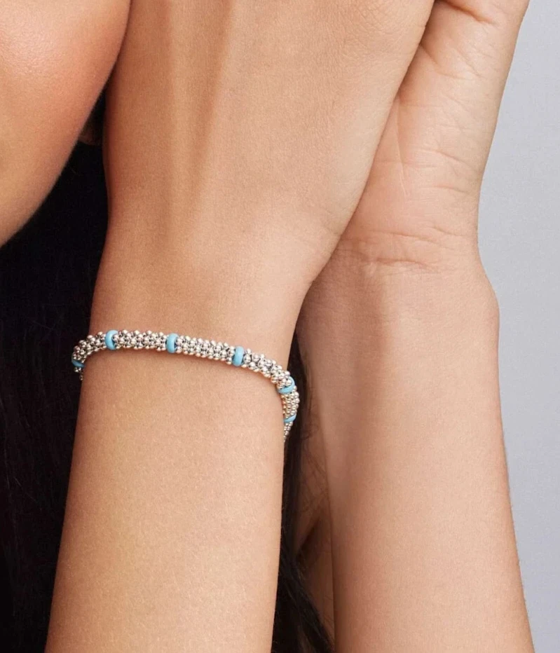 New LAGOS Blue Caviar Eight Ceramic Station Sterling Silver Beaded Bracelet 7/M - Image 4 of 4