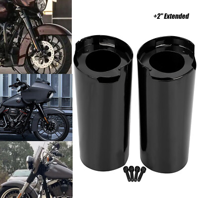 +2'' Extended Black Fork Cans Boots Covers For Harley Touring Electra Road Glide