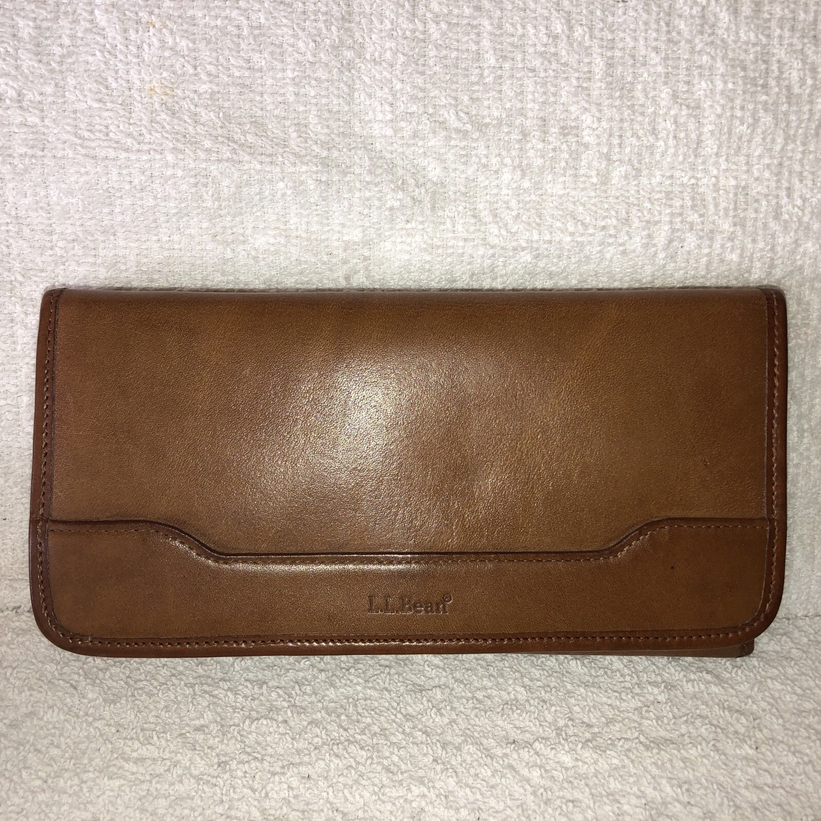 VTG LL Bean Wallet Passport Travel Organizer XLarge Glove Leather 8.5x4.5” USA