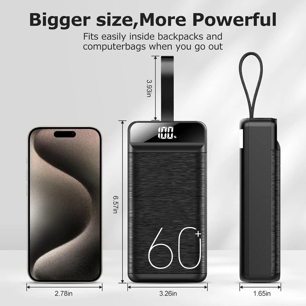 60,000mAh 22.5W Fast Charging Power Bank with USB-C Quick Charge
