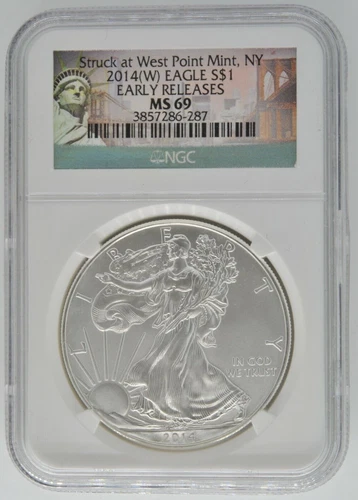 2014 W American Silver Eagle NGC MS 69 Early Releases $1 Dollar 1 Oz Coin 
