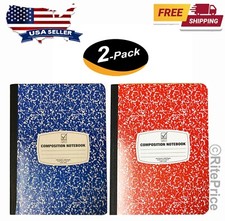 2 Composition/Notebook Book, Wide Ruled Paper, 100 Sheets, 9-3/4"x7-1/2"