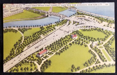 Triboro Bridge 3 Armed Bridge Connects 3 Boroughs New York City NY Postcard