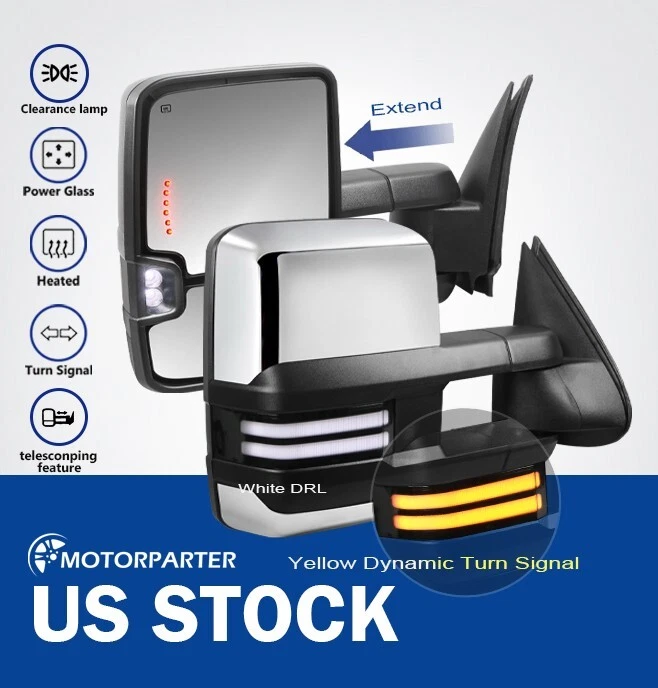Chrome Tow Mirrors Power Heated Dynamic For 2014-18 Chevy Silverado 1500 2500
Opens in a new window