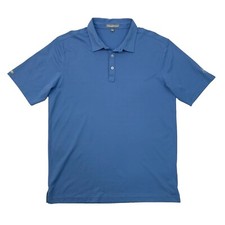Straight Down Polo Shirt Mens L Large Copen Blue Short Sleeve Performance Golf