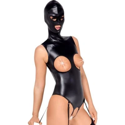 ORION Body sexy strapse S-XXL maschera lingerie pelle imitazione wetlook lucido jumpsuit "Junis
