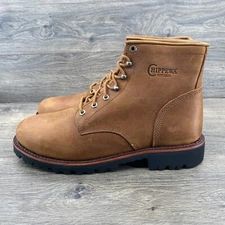 Chippewa 6" Plain Steel Toe Lace Up Leather Boots Men's Size 14 Brown MC2069