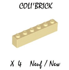 Lego 3009 - 4x Briques / Brick 1x6 - Beige / Tan - New Neuf
