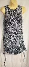 women's Animal print drawstring side ruched dress size Large sleeveless bodycon