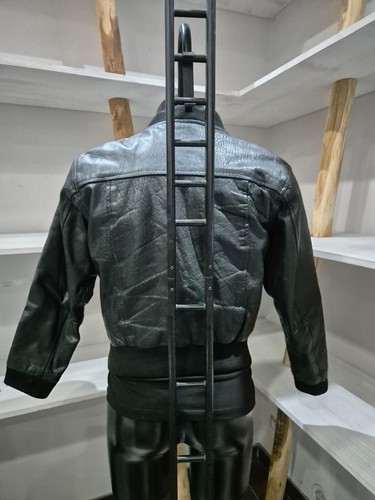 FASHION MILAN ITALY giacca in vera pelle usato uomo man tg s nero XYR607L - Picture 4 of 11