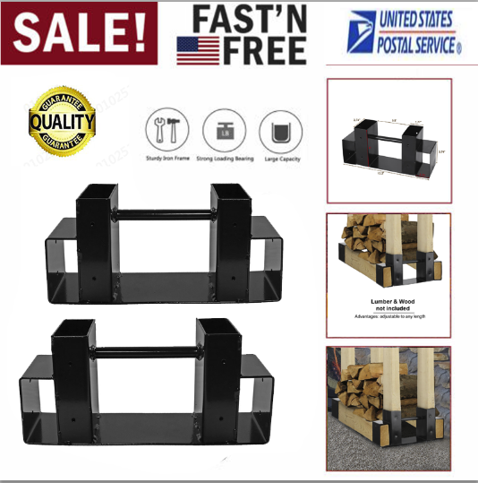 Adjustable Firewood Rack Steel Bracket Kit Outdoor Log Storage
