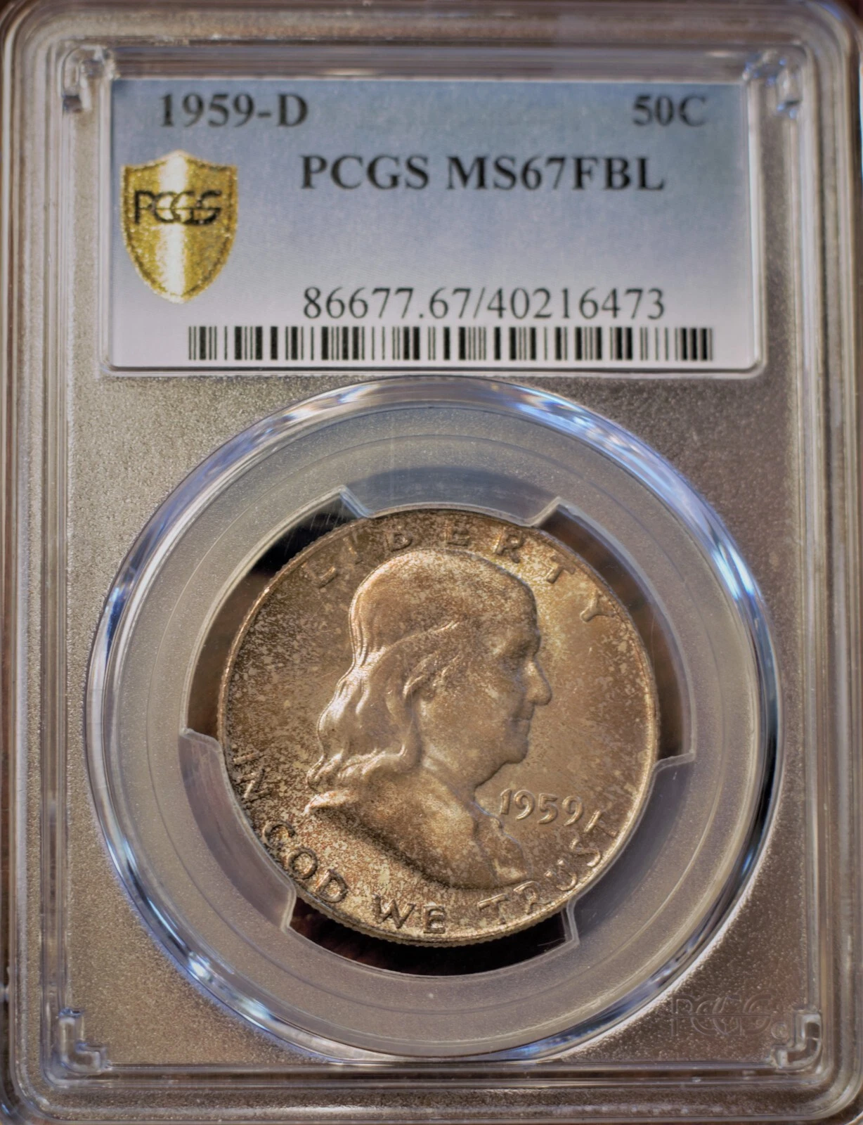 1959-D 50c Franklin Half Dollar PCGS MS67 FBL