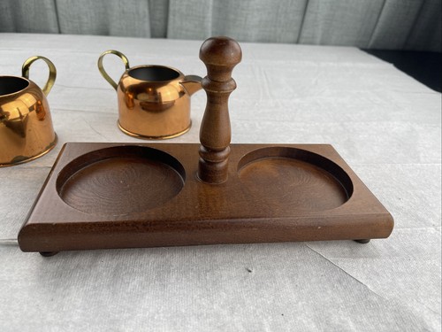 Coppercraft Creamer and Sugar Bowl W/ Wood Caddy Vintage - Picture 15 of 20