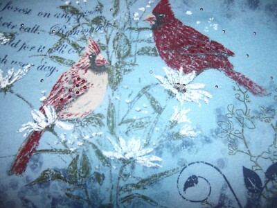 NWT DAY BREEZE S/S Light Blue Cardinal Embellished Cotton Top