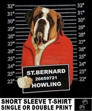 VERY COOL SAINT BERNARD MUG SHOT FUNNY DOG ART SHORT SLEEVE T-SHIRT WS785