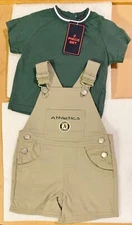 Mighty Mac Sports 6-9 Mos Oakland A's Shirt & Bib Short-Alls W/ Oakland A's Logo
