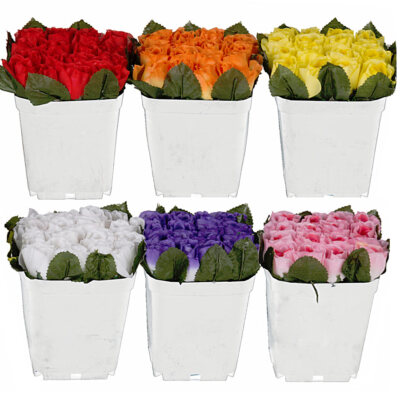 6er Set Kunstblumen Rosen im Topf Strauß Kunstpflanzen Hochzeit Tisch Blumen 