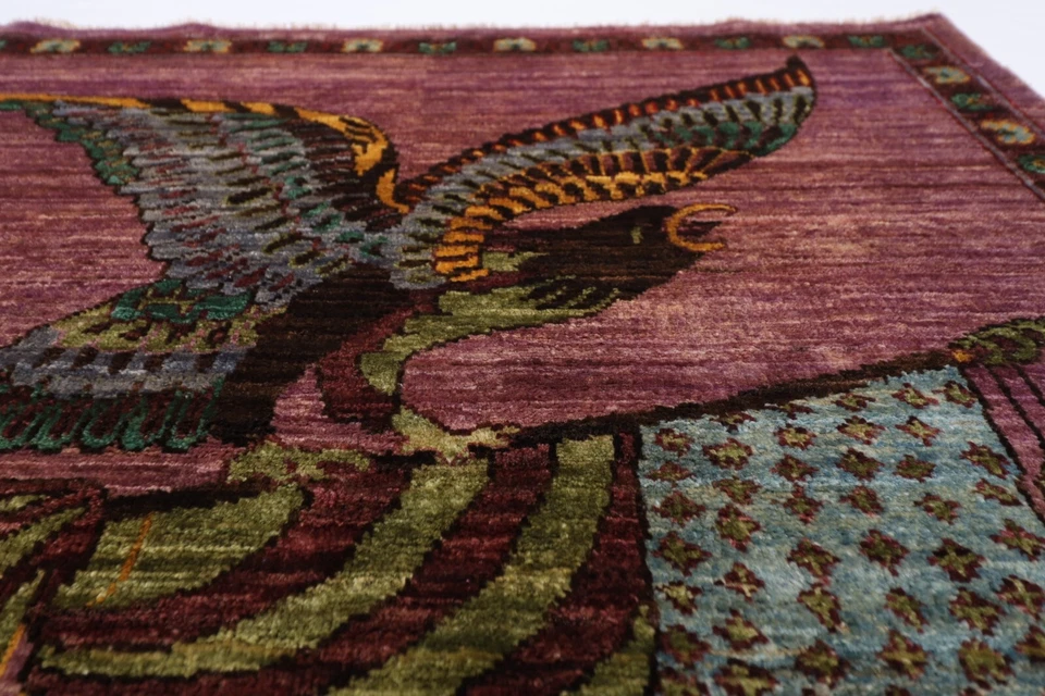 3.5x3.5 FT Birds American flag rug Afghan Hand Knotted Tribal oriental bedroom - Image 4 of 4