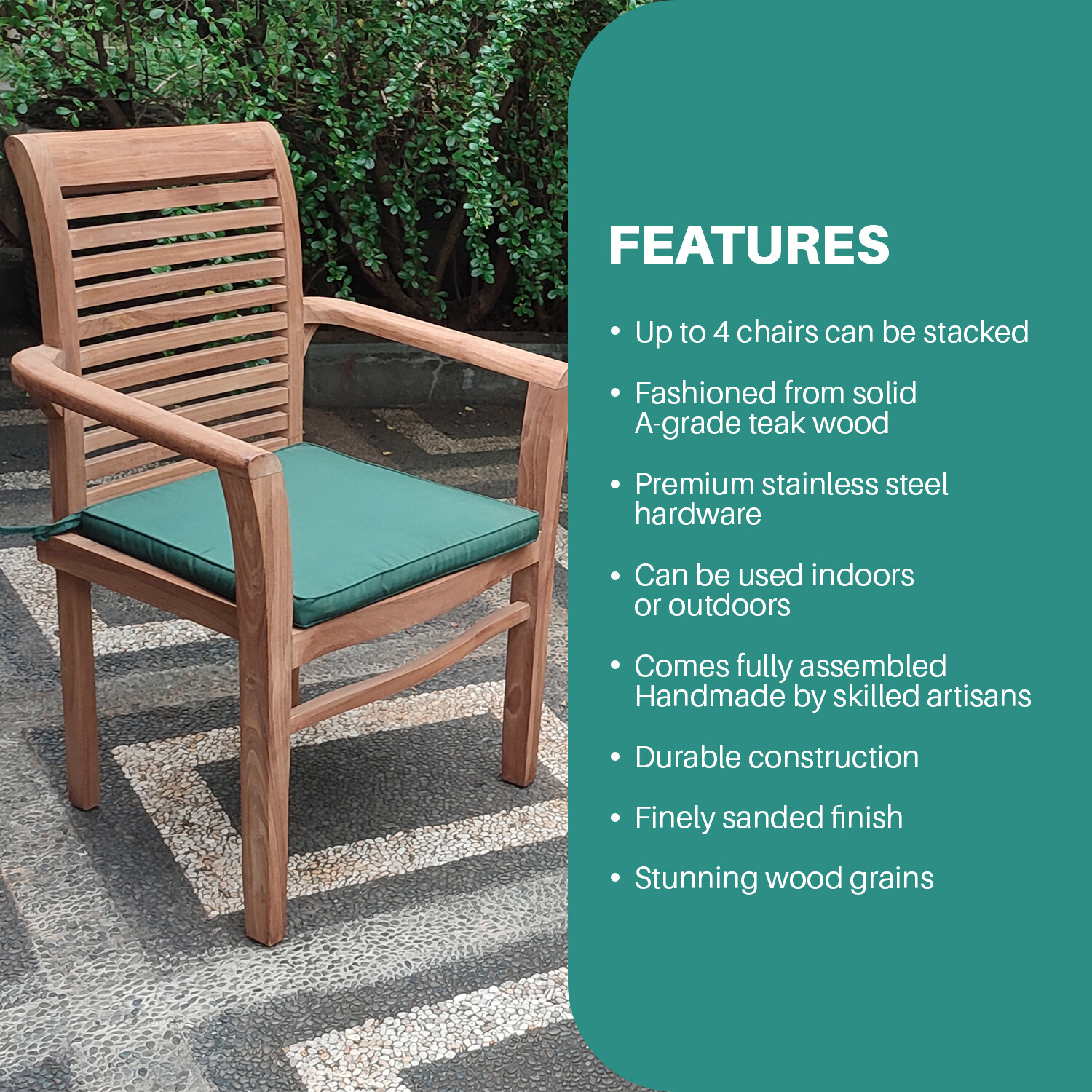 Wooden Furniture sets Garden Dining Chairs Stacking, Hantan & Standard