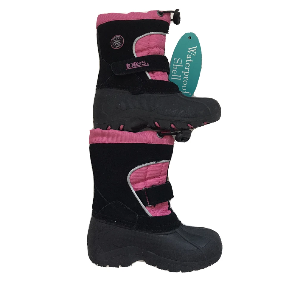 Botas de invierno Totes para niñas pequeñas talla 6 impermeables-rosa cuero negro superior Foto 3 de 4