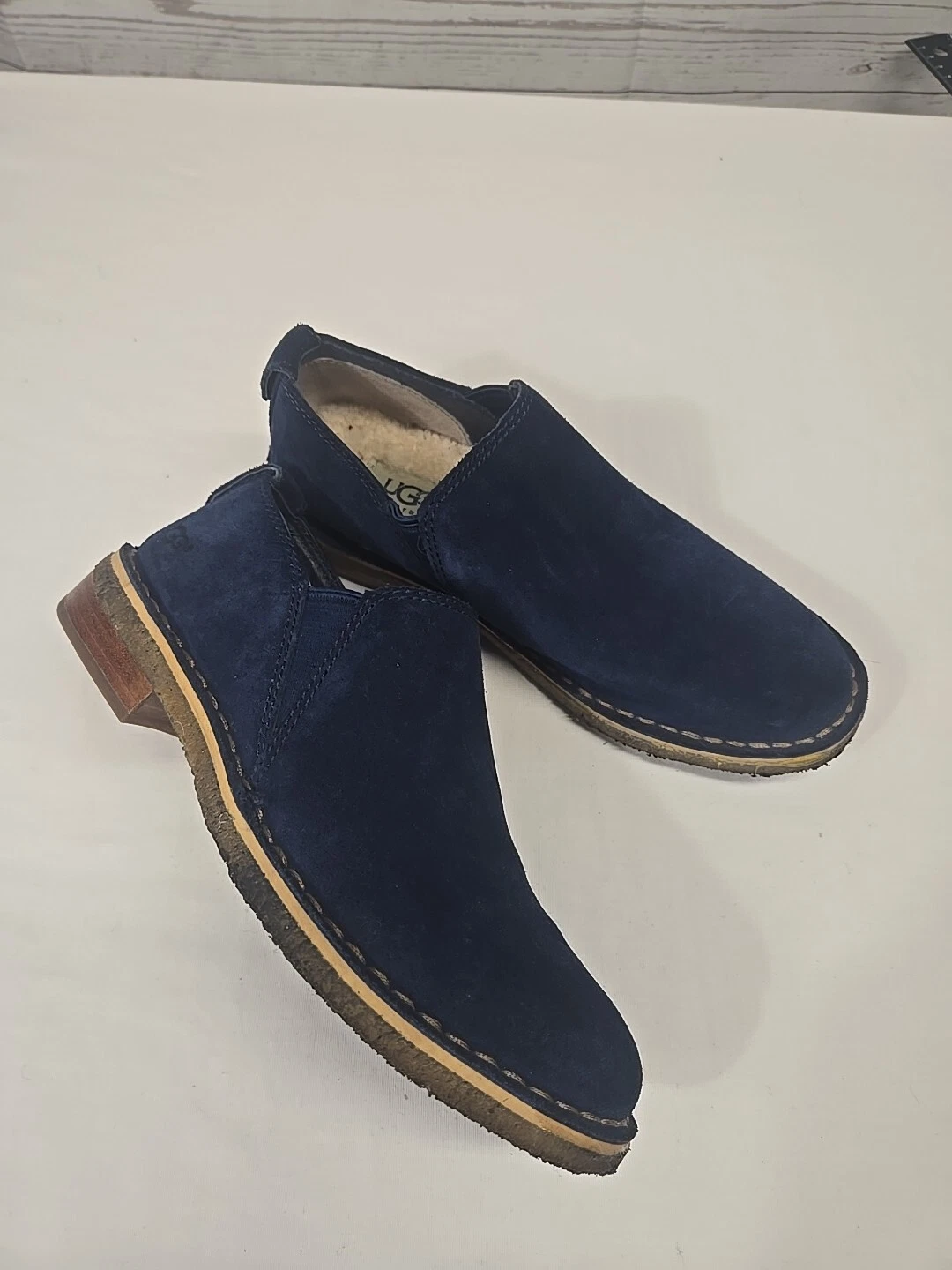 Mocassini slip on UGG Australia blu camelia donna taglia 5 foderati in pelle pelliccia