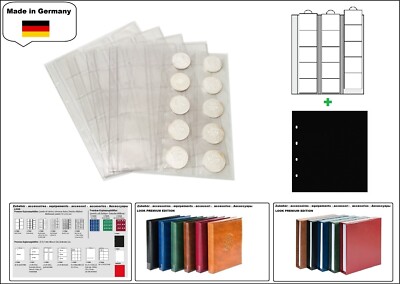 10-Münzhüllen-15-Fächer-Für-Münzen-bis-44mm-+-schwarze-ZWL-PREMIUM-LOOK 1-7391-S