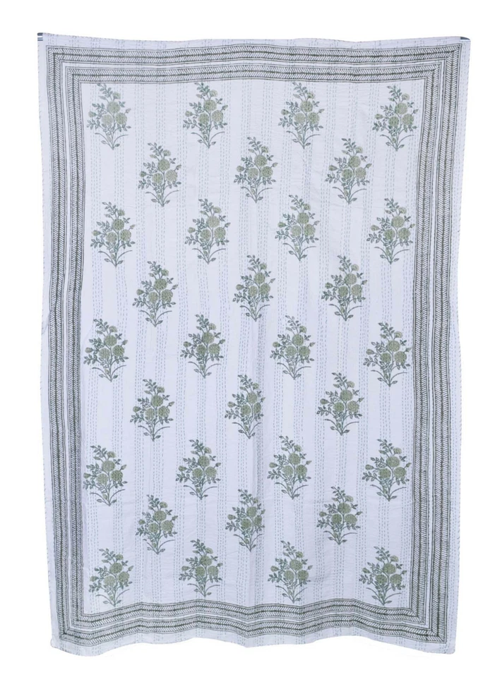 Colcha edredón Kantha estampado floral indio ropa de cama manta de algodón doble  Foto 4 de 4