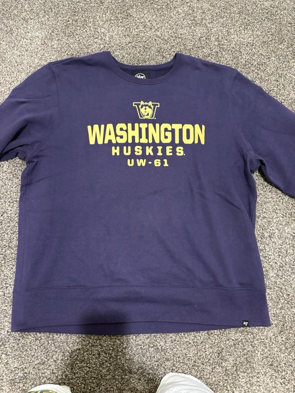 Men's '47 Brand Size XXL Washington Huskies Crew Neck Sweater Purple
