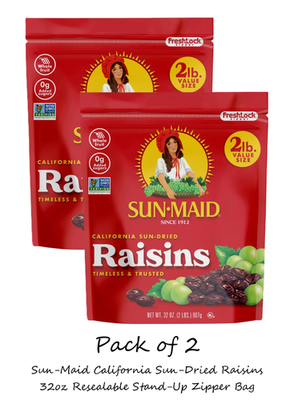 #ad 2 Ct Sun Maid California Sun Dried Raisins 32oz Resealable Stand Up Zipper Bag $10.99